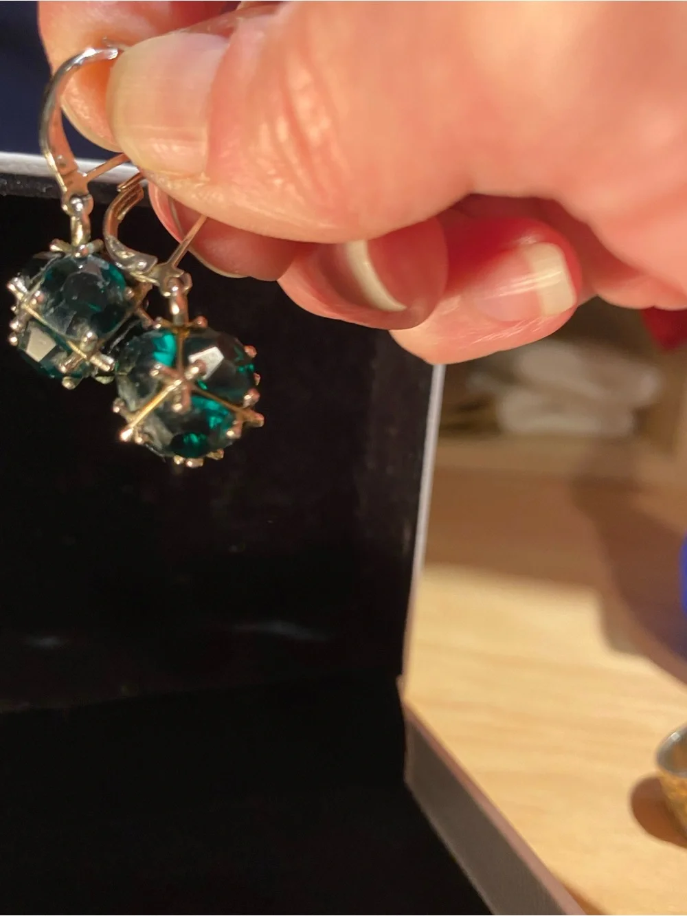 Gold-Tone Emerald Green Crystal Drop Earrings